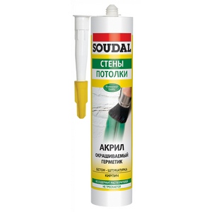 Герметик акриловый окрашиваемый белый SOUDAL