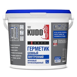 Герметик акриловый пароизоляционный шовный ВНУТРЕННИЙ KUDO PROFF, 7 кг, SMS-311, белый
