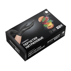 Перчатки нитриловые стандарт+. чёрные. M. 100 шт/10