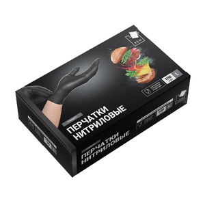 Перчатки нитриловые стандарт+. чёрные. L. 100 шт/10