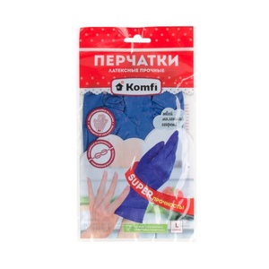 Перчатки латексные прочные L. 1 пара. Komfi/144/12