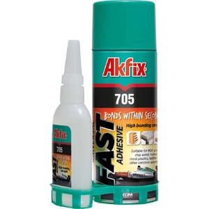 Akfix 705 Клей цианоакрилатный двухкомпонентный прозрачный набор 65 гр + 200 мл