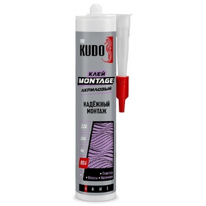 Клей KUDO HOME Мontage для надёжного монтажа, на акриловой основе, белый, 280 мл