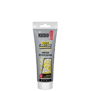 Клей KUDO HOME Decor для монтажа легкого декора, на акриловой основе, белый, тюбик 200 мл