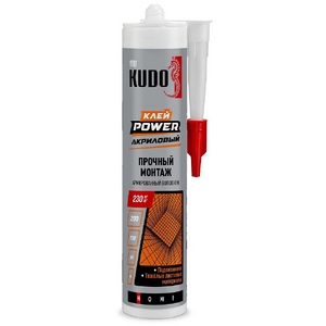 Клей KUDO HOME Power, армированный волокном, на акриловой основе, белый, 280 мл