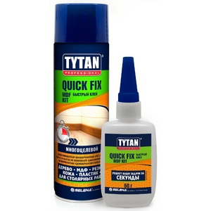 TYTAN Professional Quick Fix клей цианакрилатный двухкомпонентный для МДФ прозрачный  200 мл/50 г