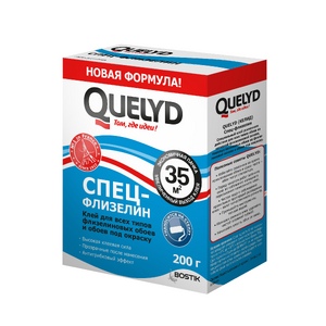 QUELYD клей обойный СПЕЦ-ФЛИЗЕЛИН 35 кв.м.,  0.2 кг