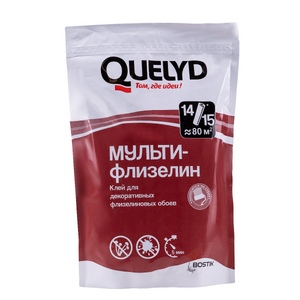 QUELYD клей обойный МУЛЬТИ ФЛИЗЕЛИН 0.45 кг (зип-пак)